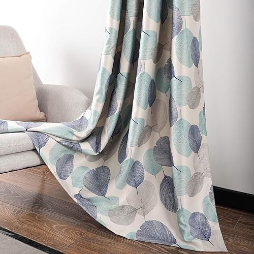Miniatura 3 de Leeva Cortinas opacas para puerta corredera, cortinas de bloqueo de luz con hojas de serie azul, cortinas pesadas para ventanas de guardería, 2