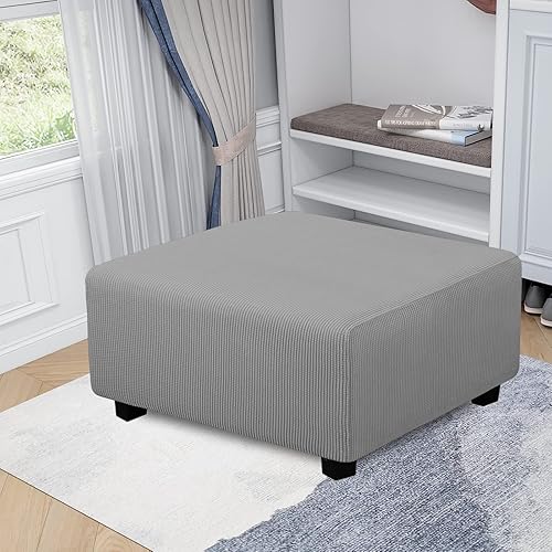 Miniatura 2 de Easy-Going Funda otomana cuadrada elástica de 40 x 40 x 15 pulgadas, protector de muebles, funda rectangular suave con parte inferior elástica,