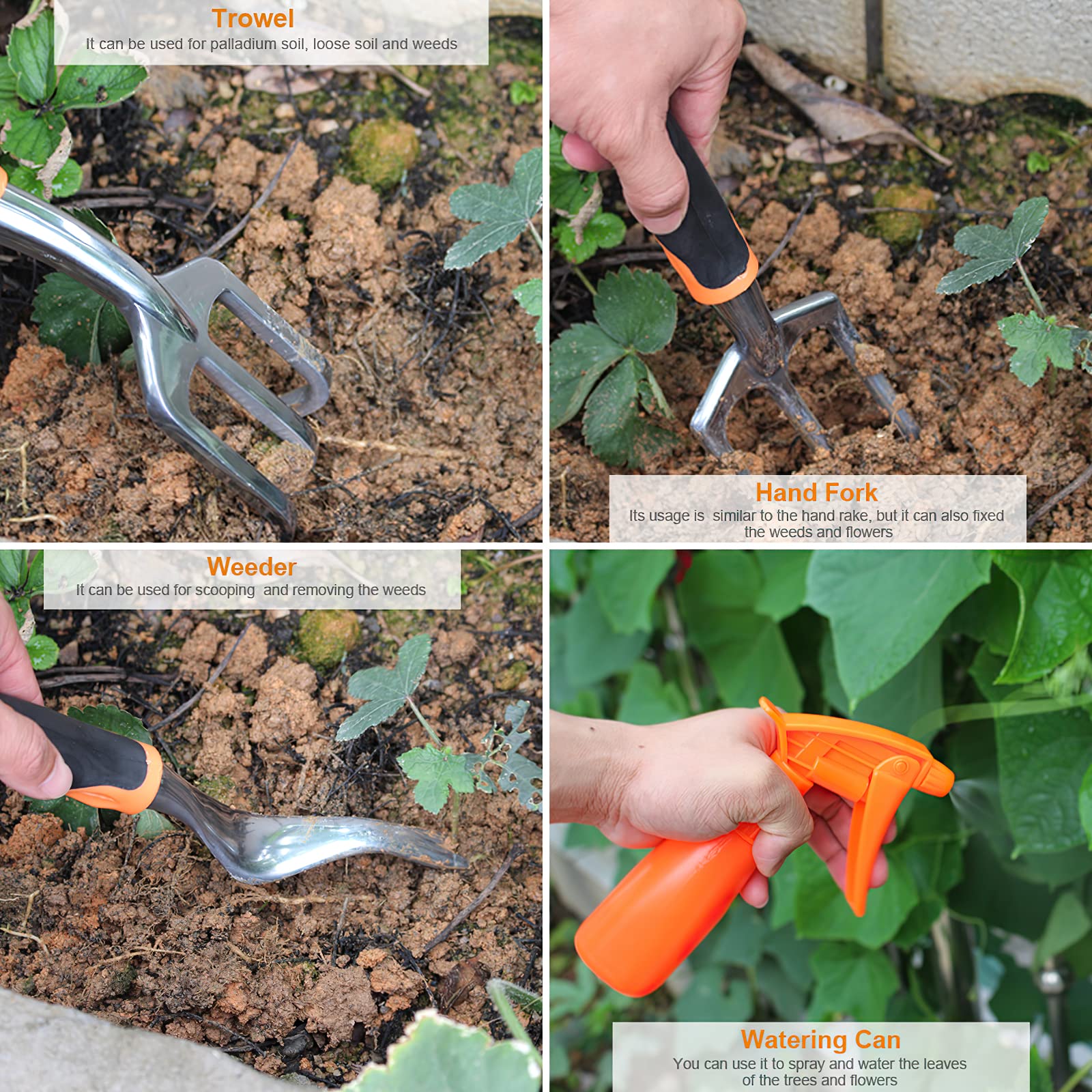 Gartenwerkzeug-Sets, 9-teilig, Magnesium-Aluminium-Legierung, Garten-Set, mit rutschfesten Gummihandschuhen und tragbarer Aufbewahrungstasche, Outdoor-Gartenarbeit-Assistent für Erwachsene