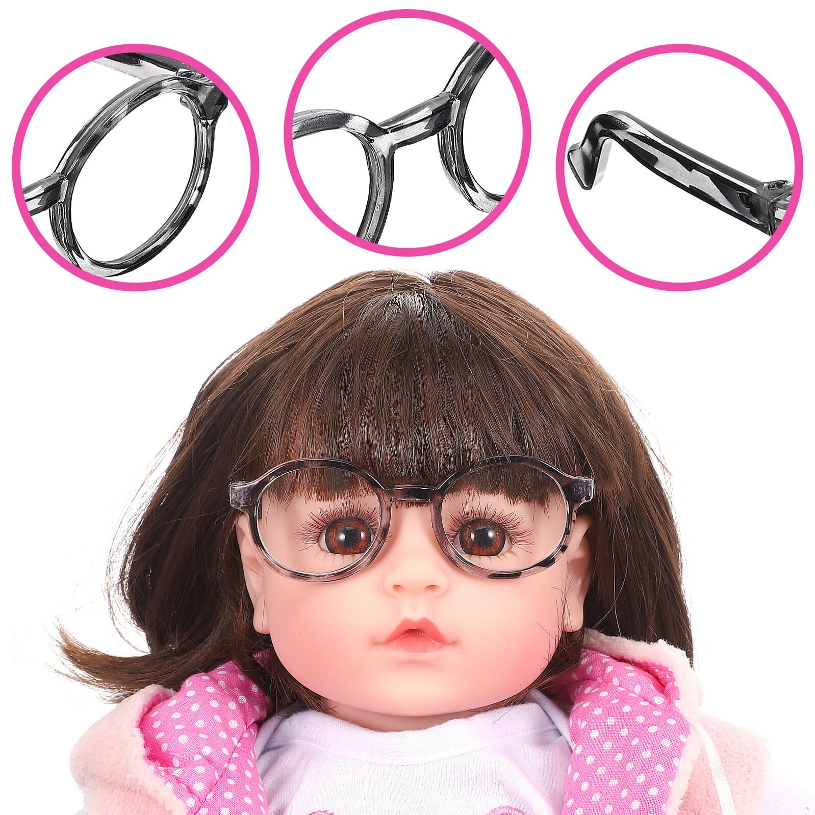 VICASKY Occhiali Rotondi Mini in Plastica Trasparente per Bambole di Pezza e Fotografia Accessori Versatili per Case delle Bambole