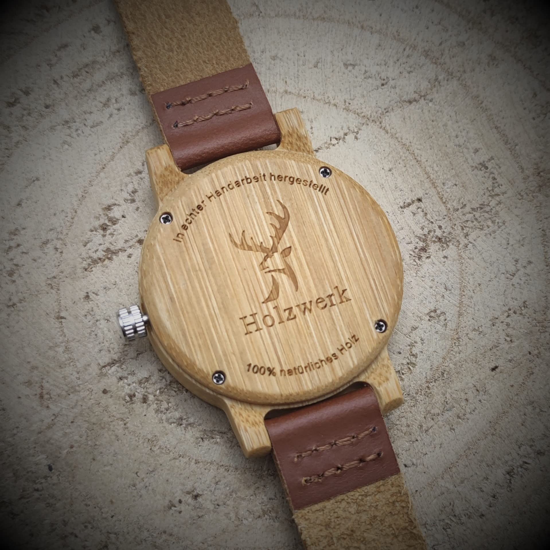 Holzwerk Germany® Mädchen-Uhr Kinder-Uhr Jungen-Uhr Öko Natur Holz-Uhr Lern-Uhr Leder Armband-Uhr Analog Klassisch Quarz-Uhr in Blau Schwarz Grün Rot Türkis Braun Weiß Bunt