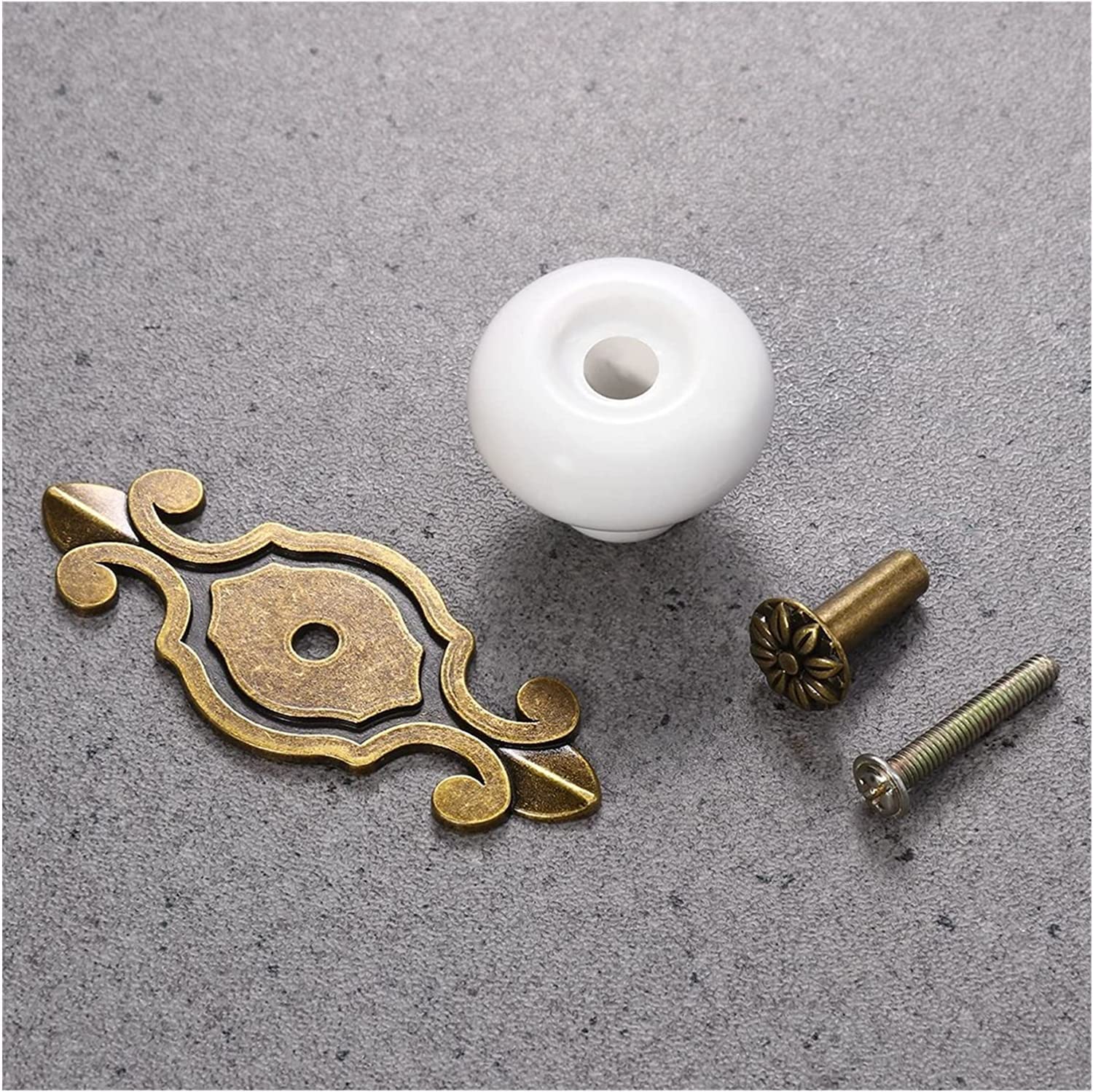 Keramikknäufe für Türgriffe, Schrankschubladen, 8 Stück, Retro-Stil, Schrank, Schubladen, Türknäufe, Metallgriffe, Möbelbeschläge (weiß + gegerbt)