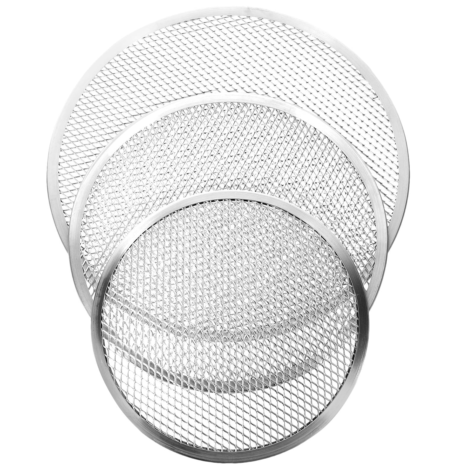 CALLARON Pantallas de Pizza de 12 y 14 Pulgadas Juego de 3 de Aluminio Bandejas Perforadas Ligeras y Portátiles Ideales para Diversas Necesidades de Horneado para Horno