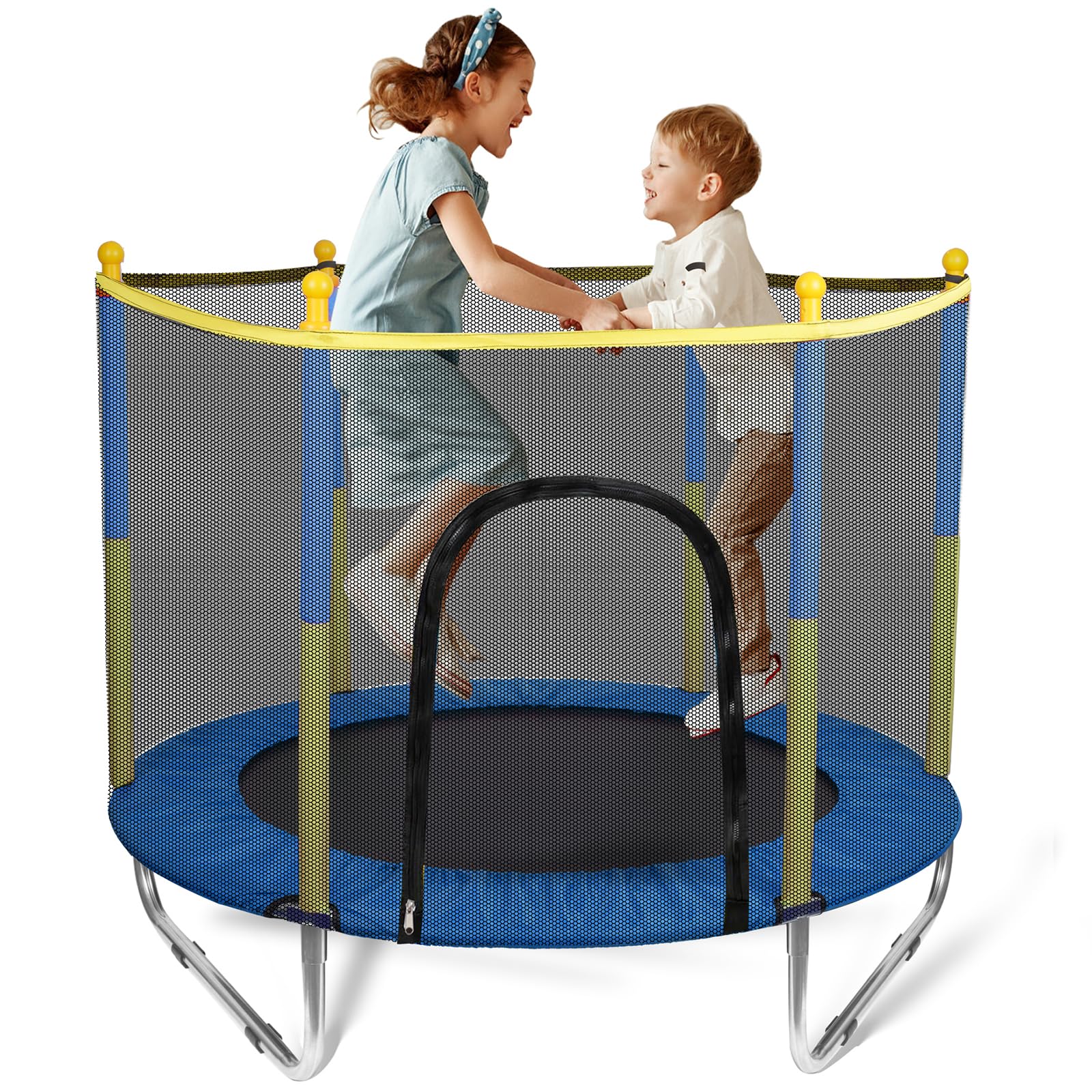 Cama Elástica Infantil, Trampolim Criança Exterior con Red de Seguridad, Camas Elastica Interior, Capacidad 100 kg, Estructura de Acero, Trampolines para Niños 2 3 Años