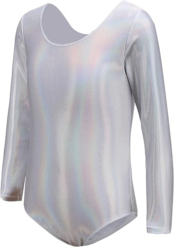 Miniatura 10 de AFAVOM Leotardos de gimnasia para niñas leotardos de manga larga para niñas unitardos de gimnasia brillantes y brillantes