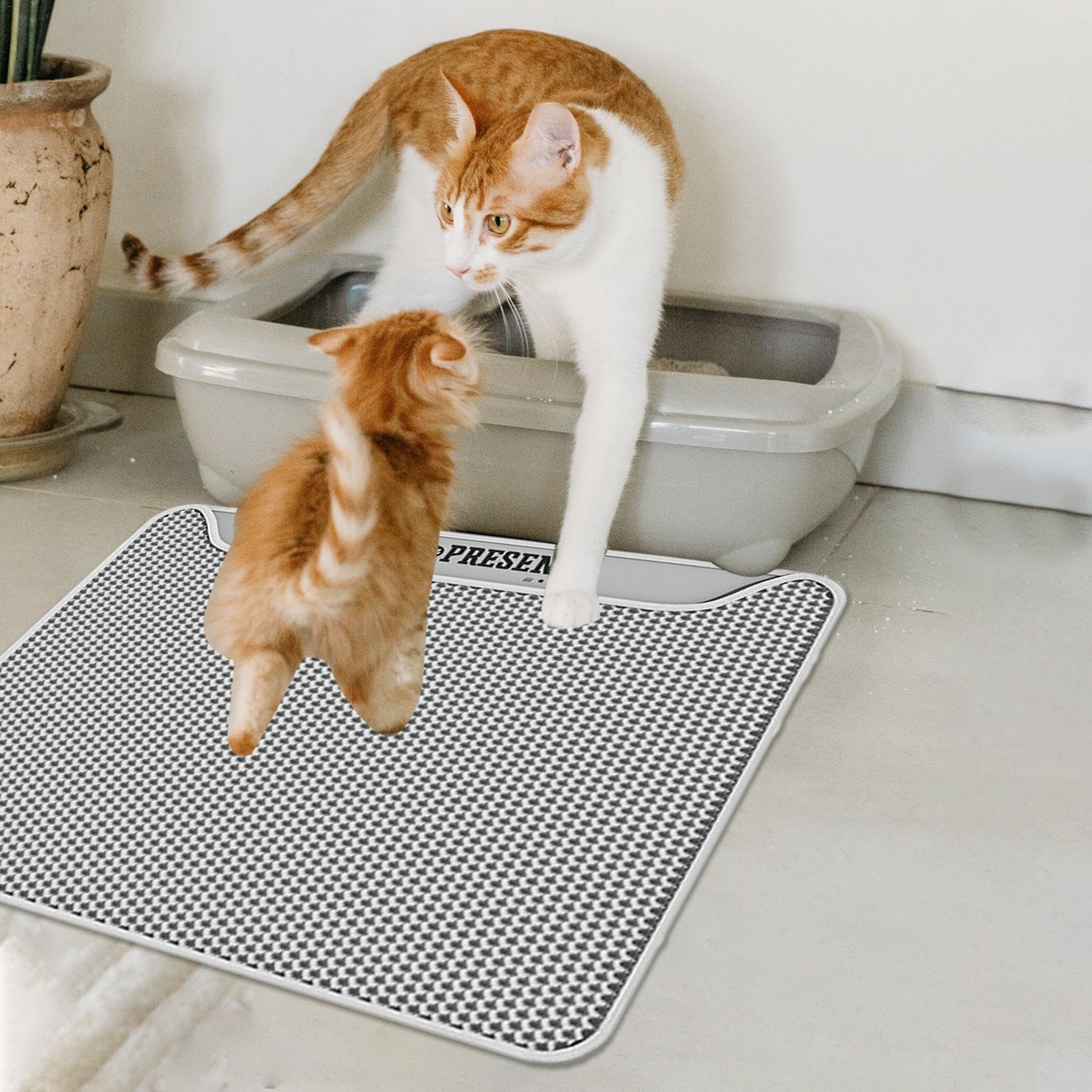 Tapis de litière pour chat, tapis de litière pour chat, tapis de litière | pour chat, tapis de contrôle de dispersion pour bac à litière, tapis de litière double couche
