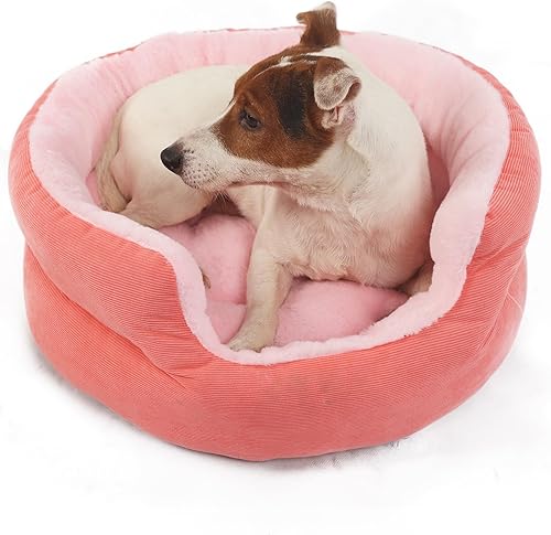 Cama pequeña lavable para perros con lados redondos, calmante y antiansiedad, cama para cachorros de princesa rosa, de 19 pulgadas