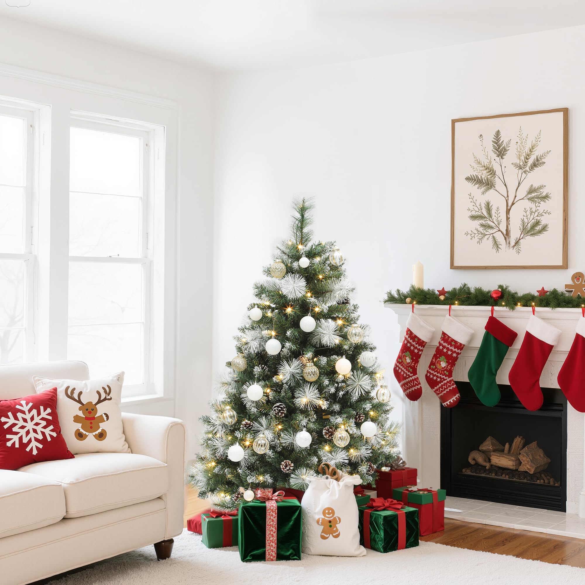 YITAHOME Árbol de Navidad Artificial de 140 cm, con Mando a Distancia, con Conos, Agujas y luz LED de Color Blanco cálido/Multicolor para salón y Oficina