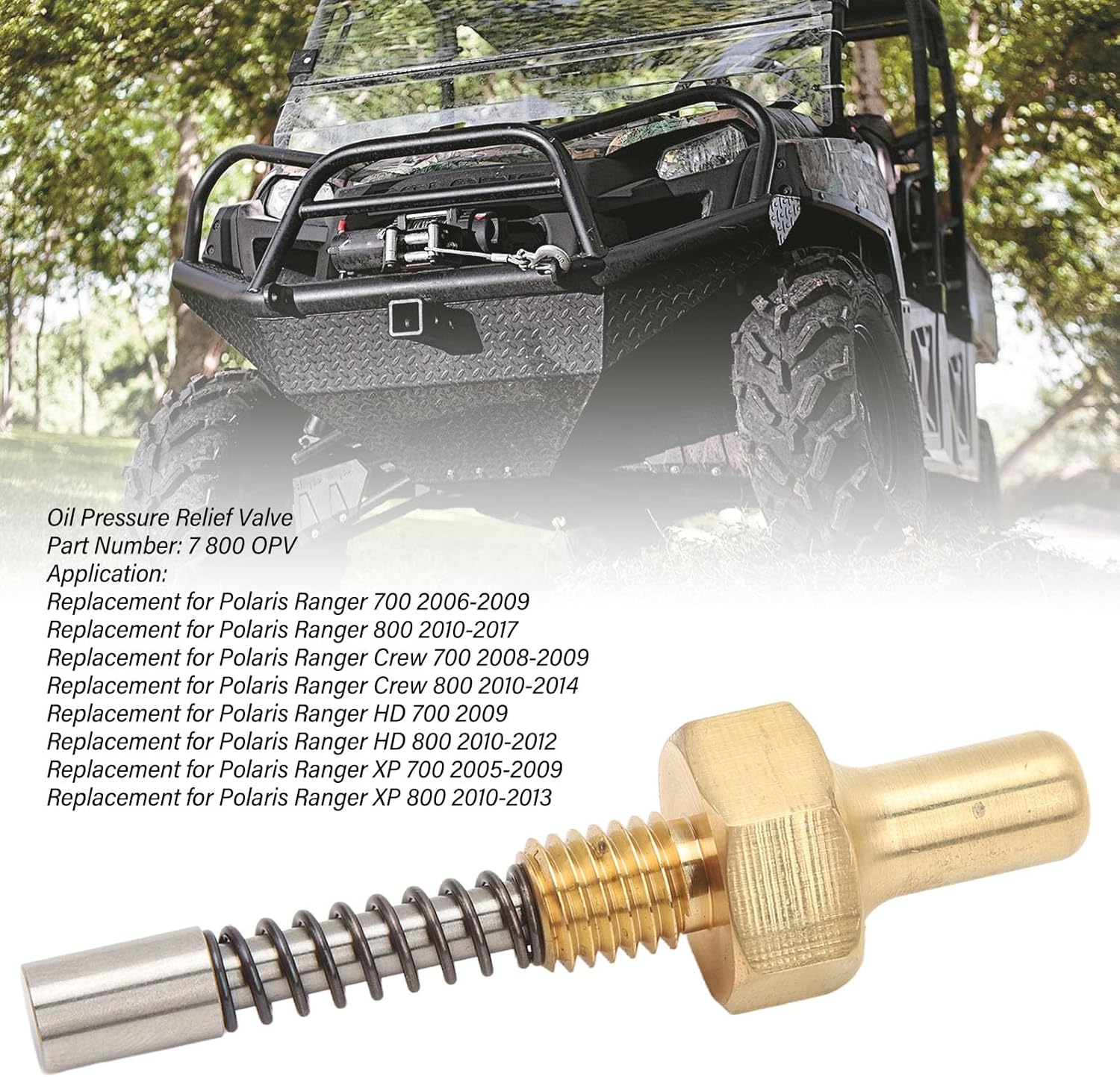 Restokki Pressure Guard Oil Pressure Relief Valve Compatible with Polaris Ranger 700, Polaris Ranger 800 2010‑2017,Polaris Ranger Crew 700