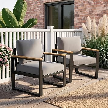 Aptliton Set of 2 Rustproof Aluminum Patio Chairs, Outdoor Seating, Gray