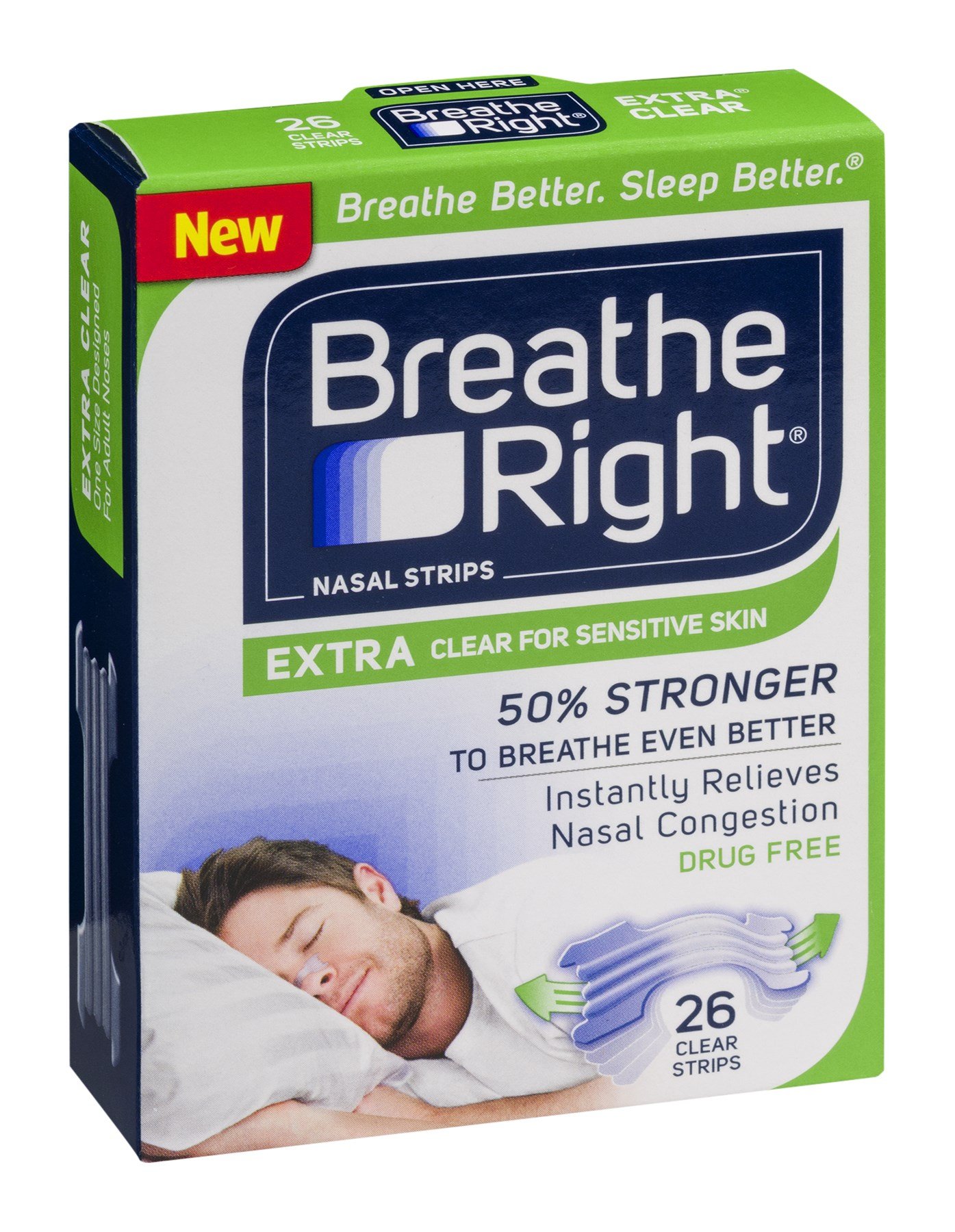 Breathe Right Nasal Strips Extra Clear for Sensitive Skin, 26 Count