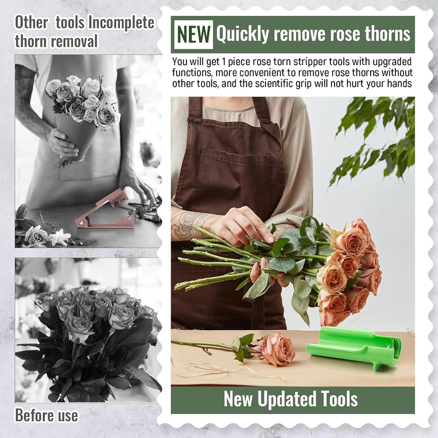 Portable Rose Thorn Stripper Tool, Lightweight Plastic Thorn Remover for Gardening, Floral Arrangements, and Home Flower Shops image 3