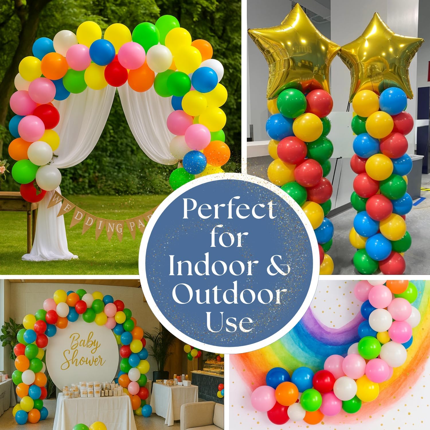 Monty 100 pcs Assorted Latex Balloons – 9 Inch Rainbow Multicolor balloon Perfect for Birthday Party, Anniversary, Baby Shower, Festival Celebrations, Wedding & Valentine’s Day Decorations (Pack of 2)