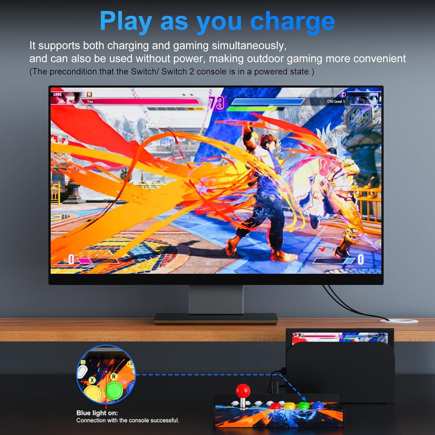 Retro Arcade Machine for Switch/OLED/Switch 2, Portable Arcade Cabinet with Joystick & Turbo Function, 12 Game Card Slots, Plug & Play Table Console Stand with a Casting Cable (Screen Not Included)