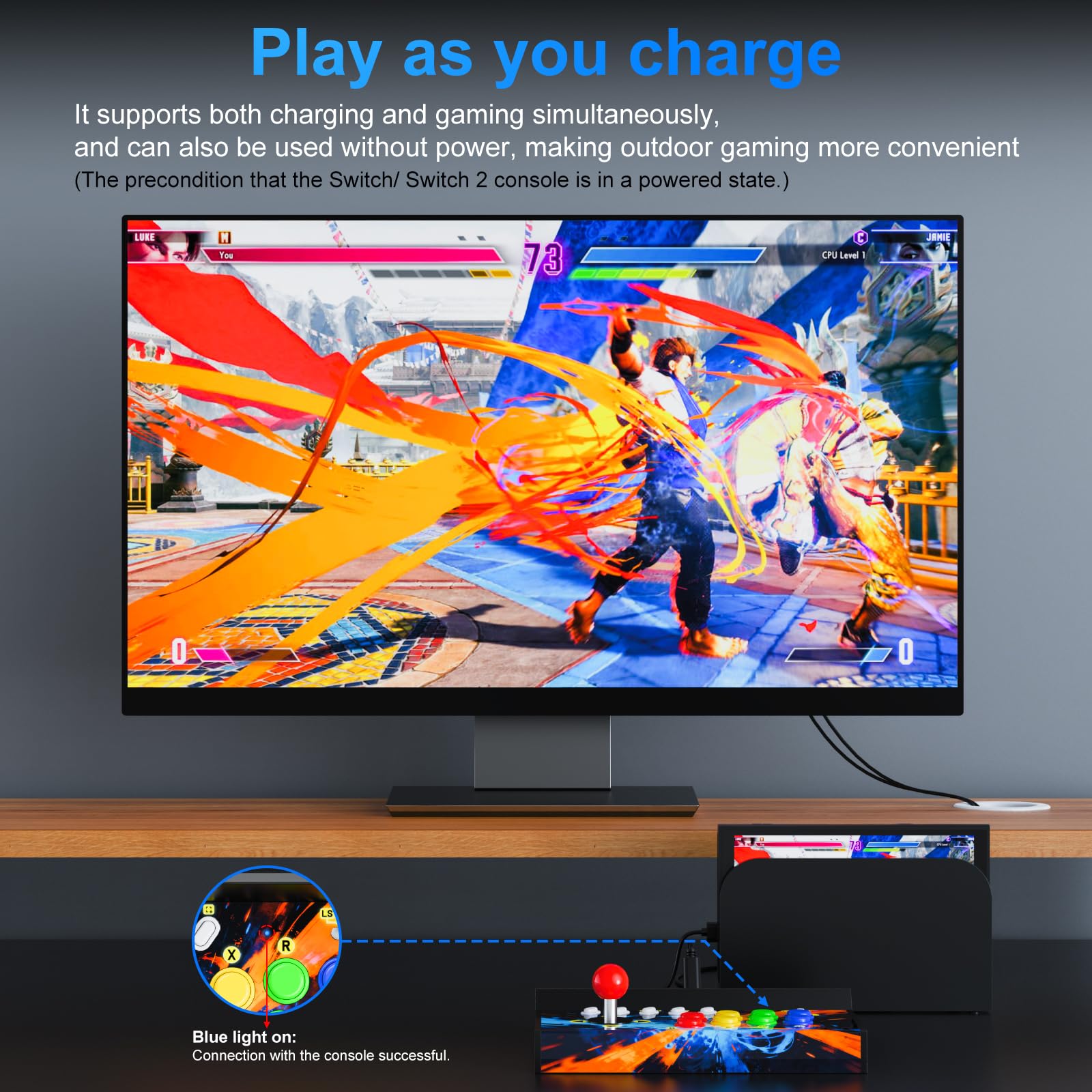 Retro Arcade Machine for Switch/OLED/Switch 2, Portable Arcade Cabinet with Joystick & Turbo Function, 12 Game Card Slots, Plug & Play Table Console Stand, Include a Screen-Casting Cable