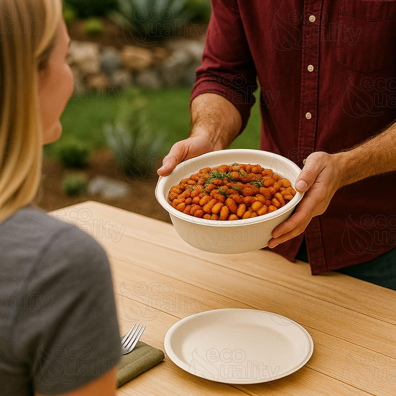 EcoQuality 16oz Round Deep Disposable Bowls [1000 PACK] - 100% Biodegradable Sugarcane Bagasse Bamboo Fibers Sturdy Compostable Eco Friendly Environmental Paper Plastic Bowl Alternative Tree Free