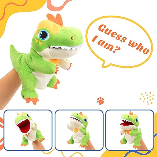 Miniatura 4 de Cuteoy Marioneta de mano de T-Rex de peluche, juguete de peluche con boca abierta y movible, juego de rol creativo, narración de historias,