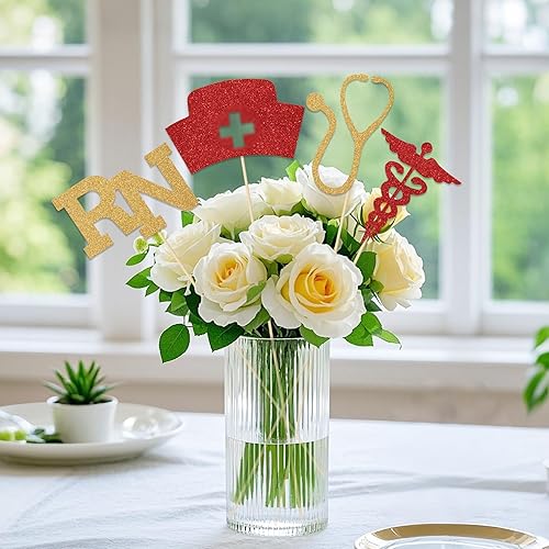 Miniatura 5 de Congrats RN Centerpiece Sticks, 2025 Nurse Graduation, Medical Nursing Graduation Party Centerpiece Sticks Congrats Grad Nurse Decorations Party