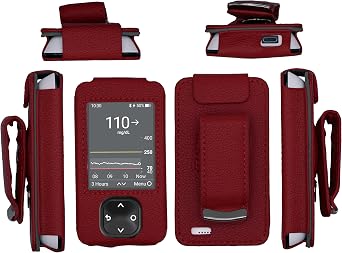 Fitted Leather Case W/Screen Protector Lanyard Included for Dexcom G7 / G6 Receiver Red