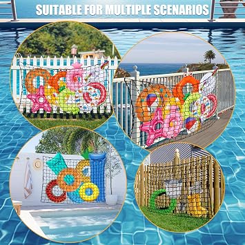 Extra Large Pool Toy Float Storage Net with 2PCS Mesh Storage Bags, 71 x 47in Hanging Elastic Mesh Net Organizer with Hooks, Swimming Poolside Fence Toys Holder for Inflatable Rafts Toys