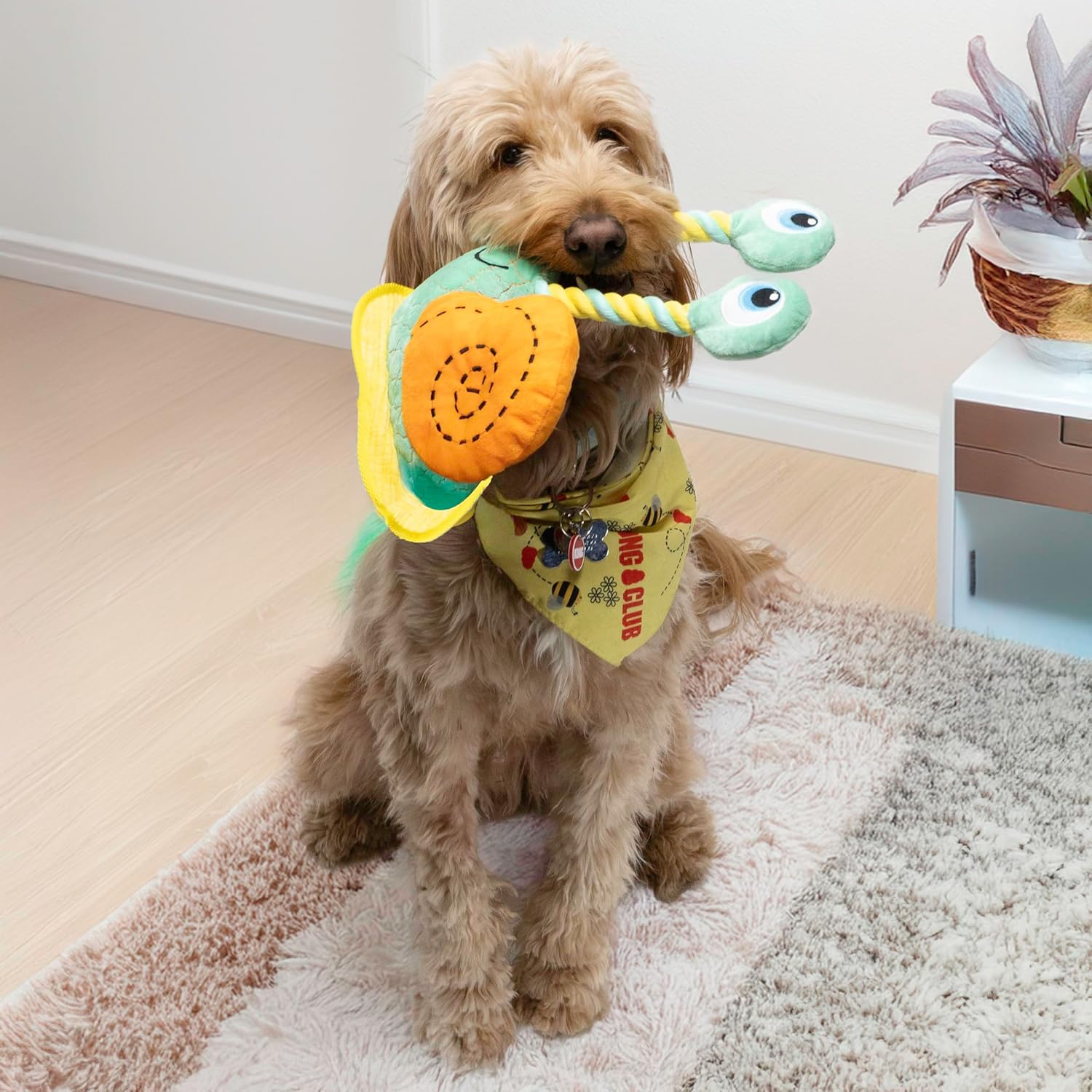 KONG Bendeez Dog Toy – Durable Plush with Rope, Flexible Twistable Design, Squeaker for Interactive Play, Large Size for All Dogs (Bird/Elephant/Snail)