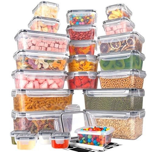 YOCOLE 48 tlg Frischhaltedosen mit Deckel aus Kunststoff (24 Behälter+24 Deckel), Vorratsdosen Luftdicht, Wiederverwendbar Food Container, Lebensmittelbehälter für Küche Mikrowellen Gefrierdosen
