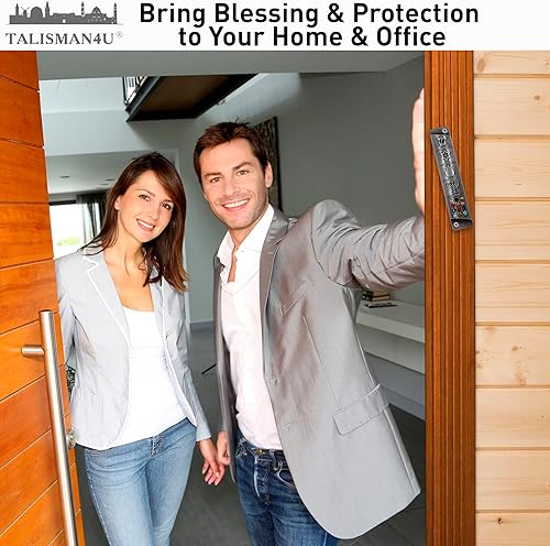 Miniatura 3 de Estuche de mezuzá de peltre con pergamino 3D estrella judía de David Jerusalén Menorah 12 Tribus de Israel hebreo Shin Door Mezuza Judaica Regalo