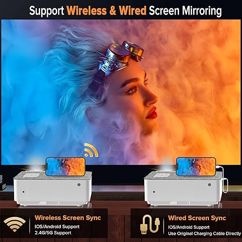 Miniatura 5 de Proyector nativo 1080P 5G WiFi y Bluetooth FANGOR 350 ANSI para exteriores soporte 4K proyector de película para el hogar compatible con TV PC HDMI
