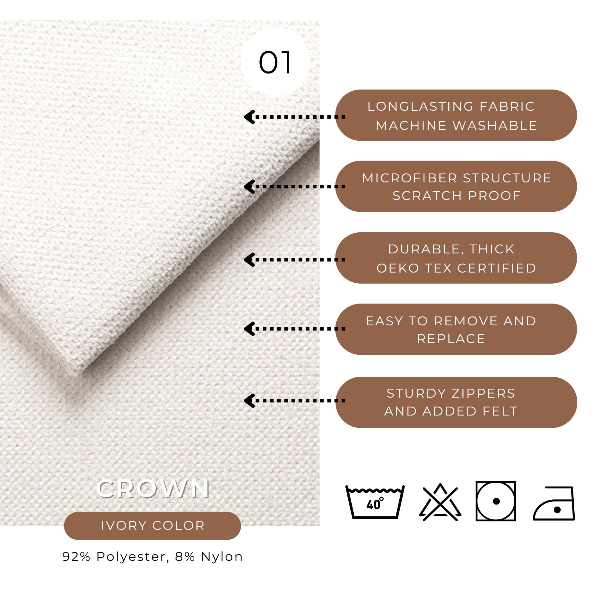 COMFORTLY Fodera per poltrona di ricambio realizzata a mano compatibile con STOCKSUND reclinabile (misto lino - beige scuro