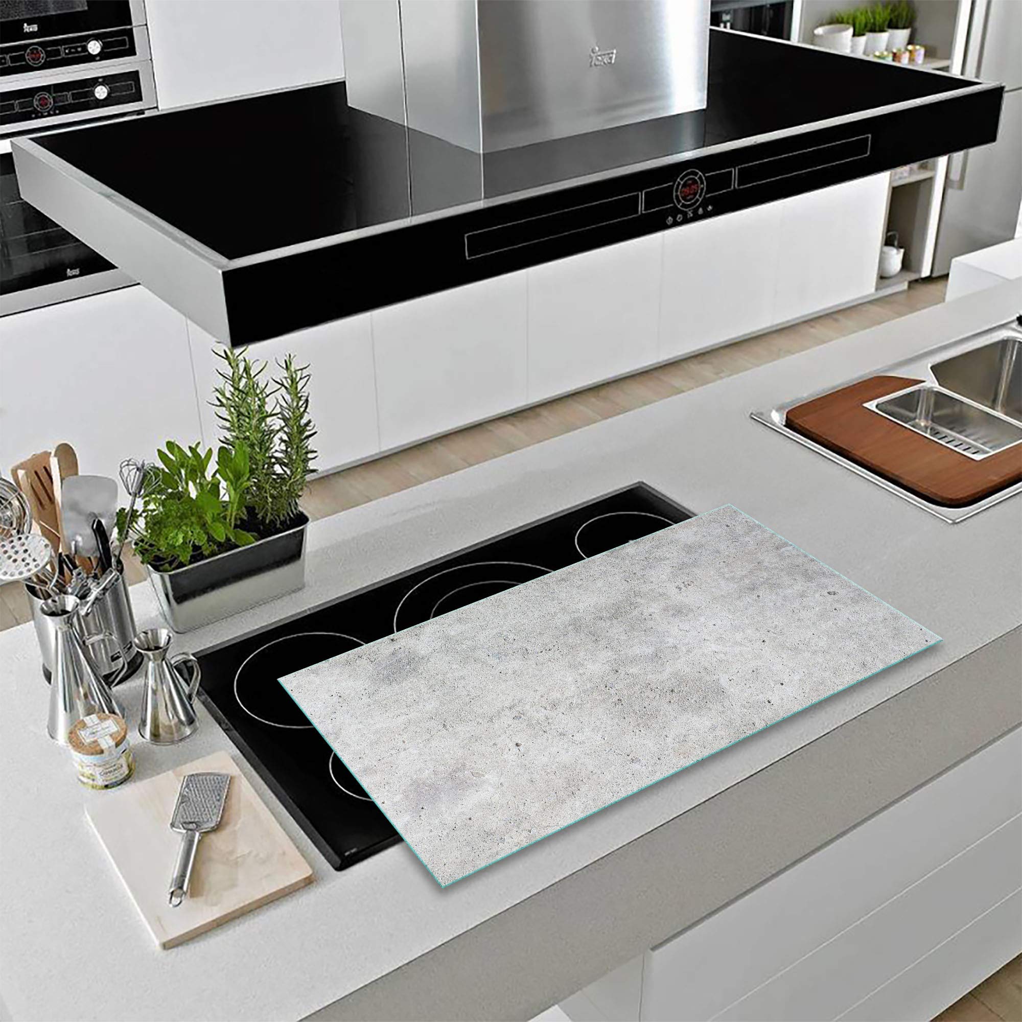 Herdabdeckplatte Ceranfeld 80x52 Abstrakt Grau Kochplatten Glas Induktion Deko