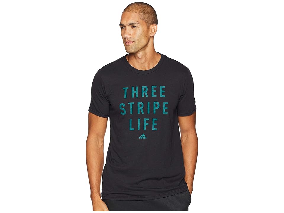 

adidas 3-Stripes Life Stitch Tee (Black) Men's T Shirt