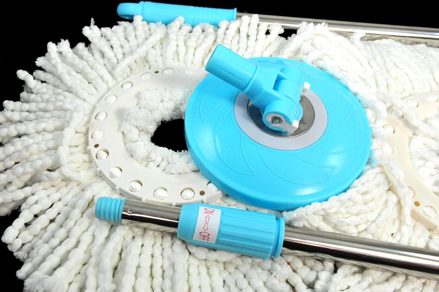 Pro 360 Clean PRO 360 Rotating Spin Magic Mop - Dual Dry Drying Version Replacement Handle and 2 Mop Heads (Blue, 1)