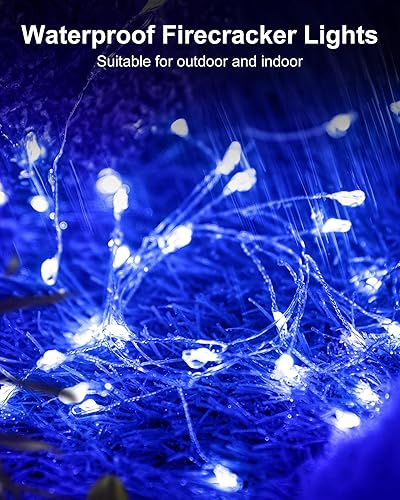 Miniatura 2 de Guirnalda de luces que funcionan con pilas, tira de luces parpadeantes impermeables con alambre plateado de 5 pies, 60 luces LED de petardo