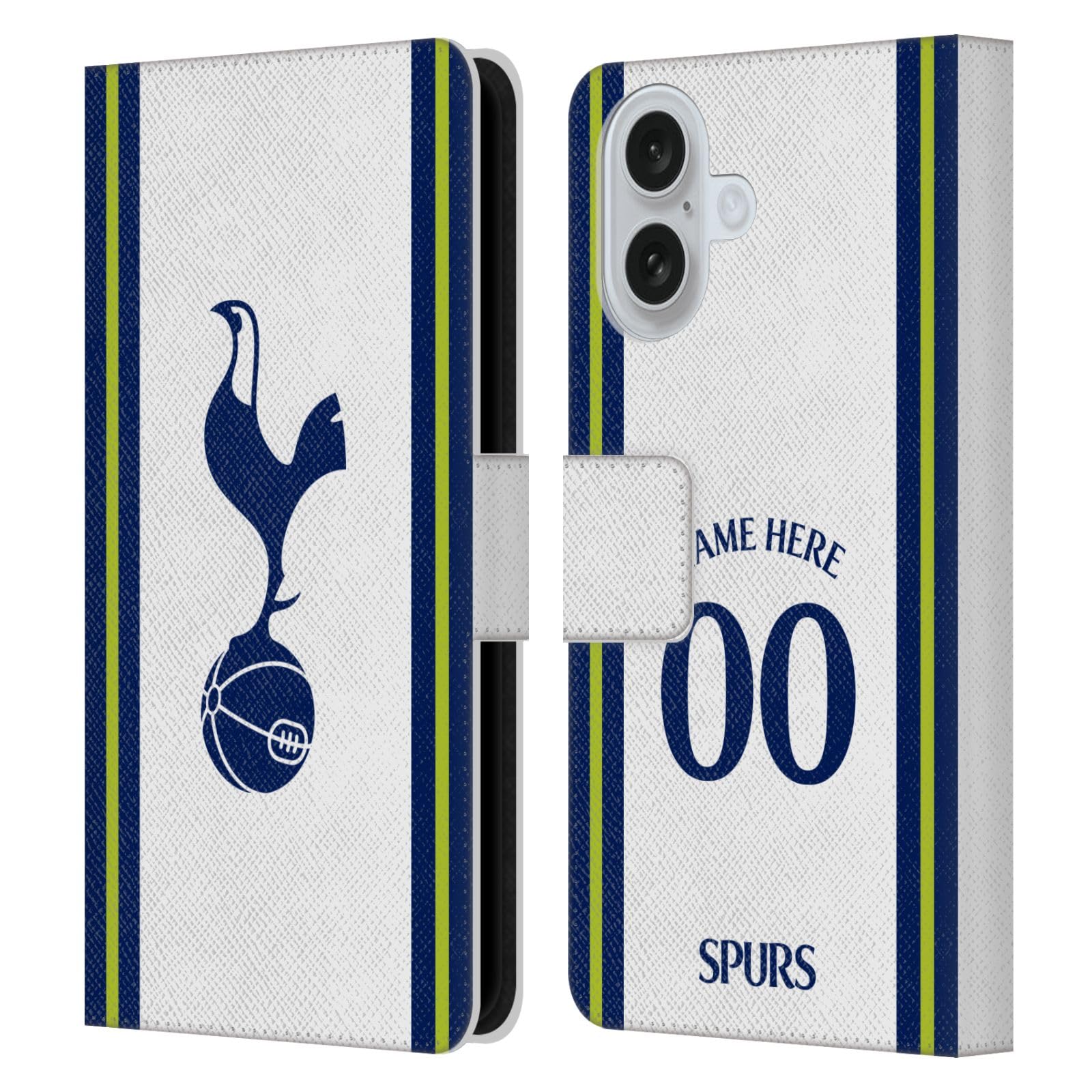 Coque portefeuille iPhone 16 personnalisée Tottenham avec support vidéo intégré