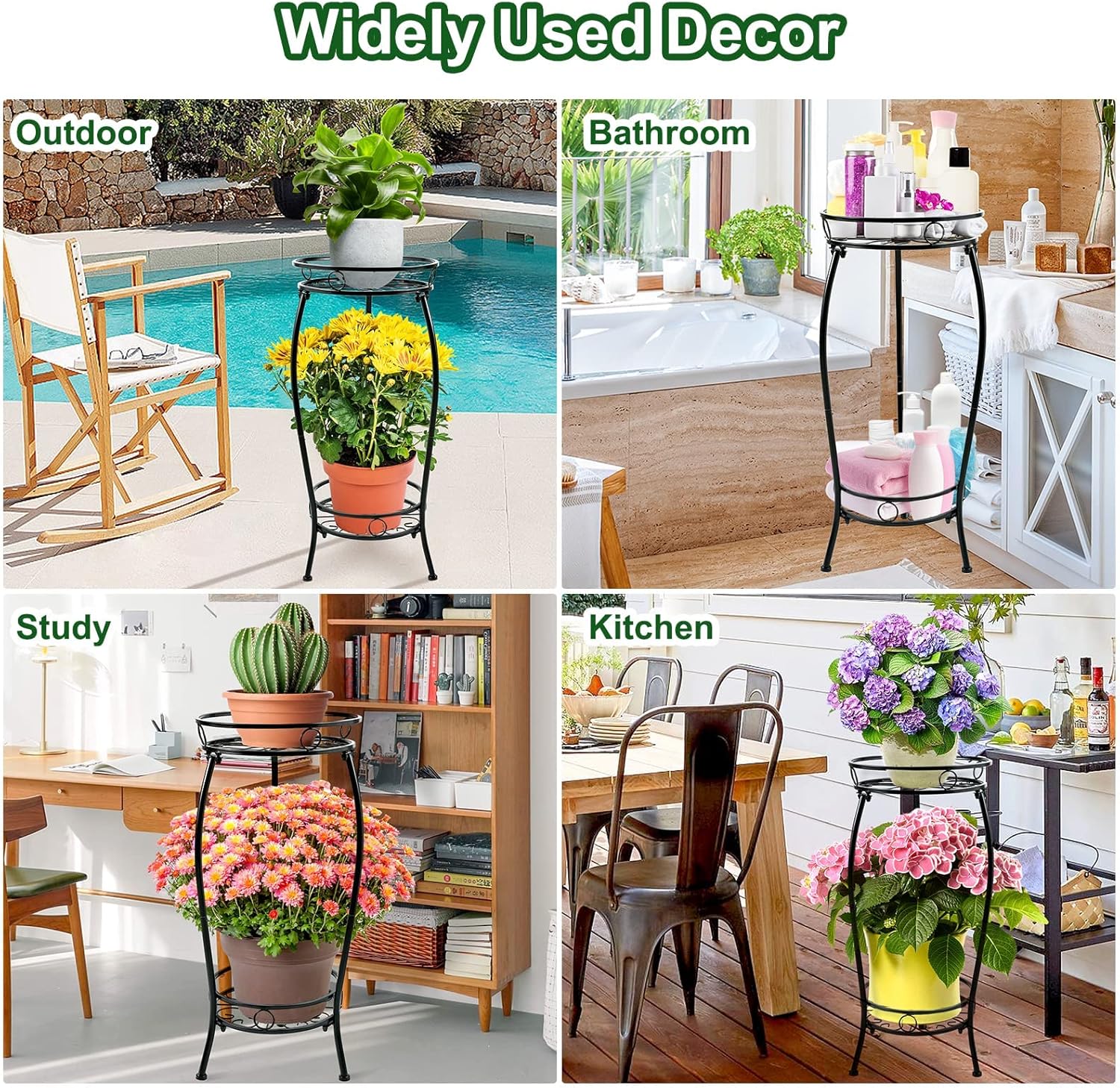 Paquete De 5 Soportes De Metal Para Plantas De Hierro Para Exteriores, Soporte Para Macetas En Maceta, Soporte Para Plantas En Maceta, Contenedor De Jardín Extraíble Negro, Estante Redondo Para