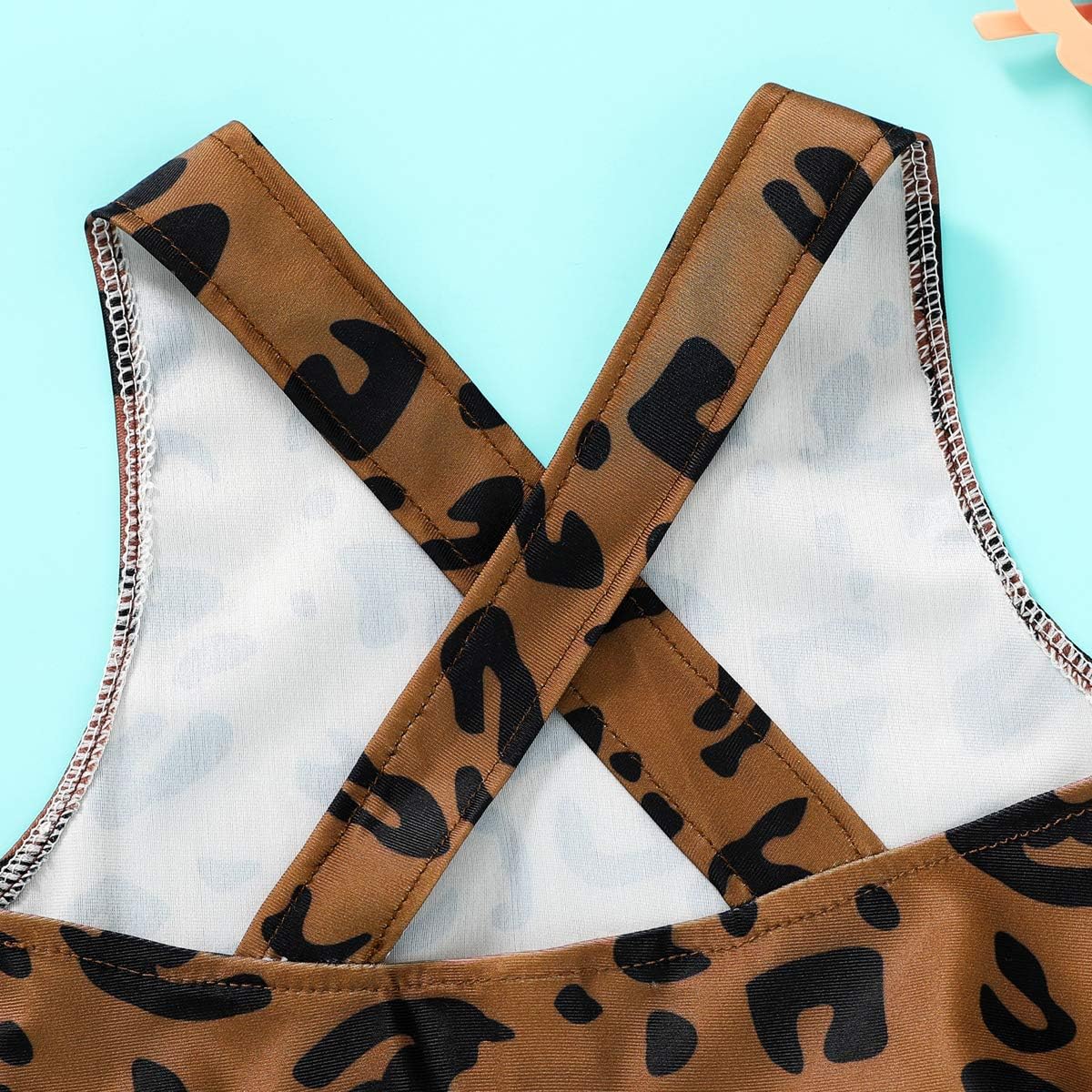 Infant Toddler Baby Girl Leopard Ruffle One Piece Bikini Bating Suit Backless Swimsuit Halter Swimwear: Clothing, Shoes & Jewelry