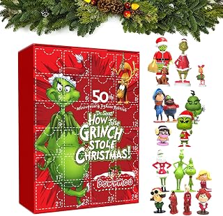 Grinches Advent Calendar | 2023 Christmas Advent Calendar | Green Grinches Toys Cute Figures Doll Advent Calendar | 24 Days of Christmas Countdown Calendar for Christmas Decorations and Gifts