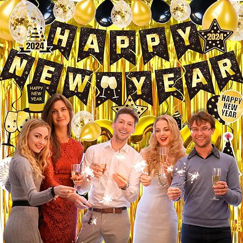 Miniatura 7 de Decoraciones de Feliz Año Nuevo 2025 Cartel de Feliz Año Nuevo, decoraciones de Año Nuevo, decoraciones de remolino colgante 2025, decoraciones de