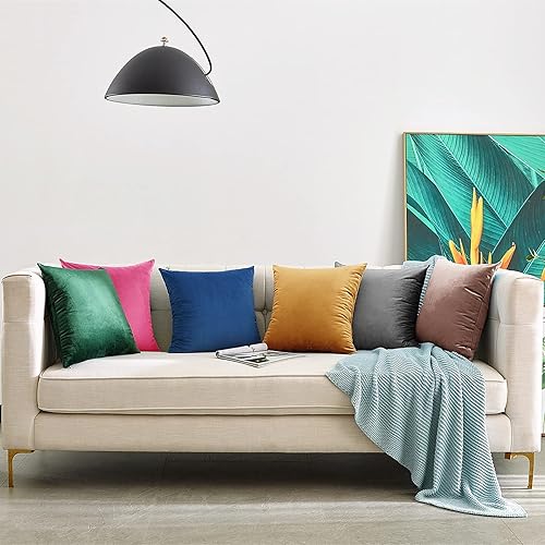 Miniatura 7 de Juego de 2 fundas de almohada decorativas de terciopelo suave y bohemio para sala de estar, dormitorio, sofá, sofá, 20 x 20 pulgadas, rosa