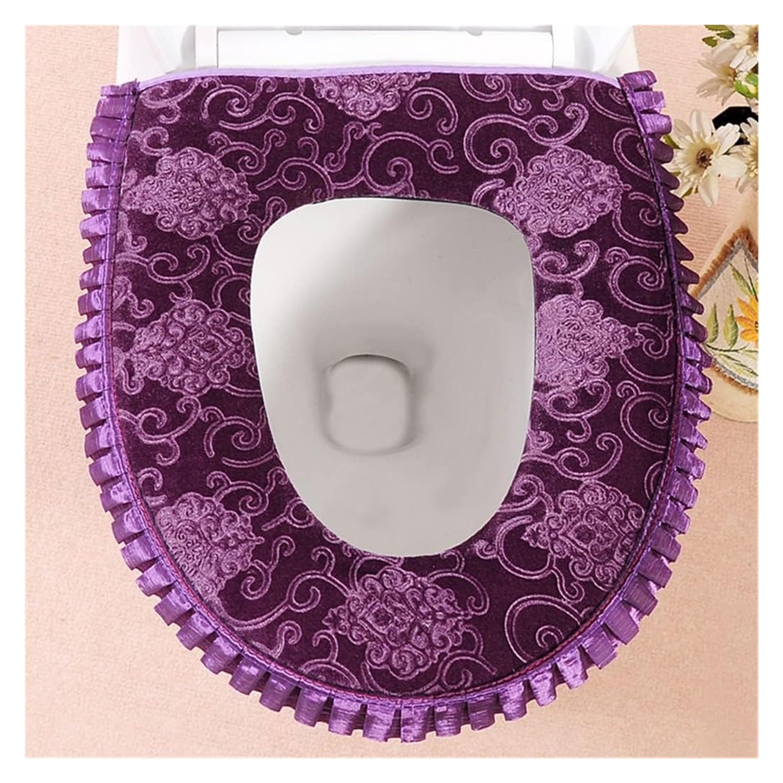 KFGISD CushionBathroom Toilet lid Toilet Washable Warm Cushion Cover Cushion Home Decoration ，Toilet Seat Covers(Purple)