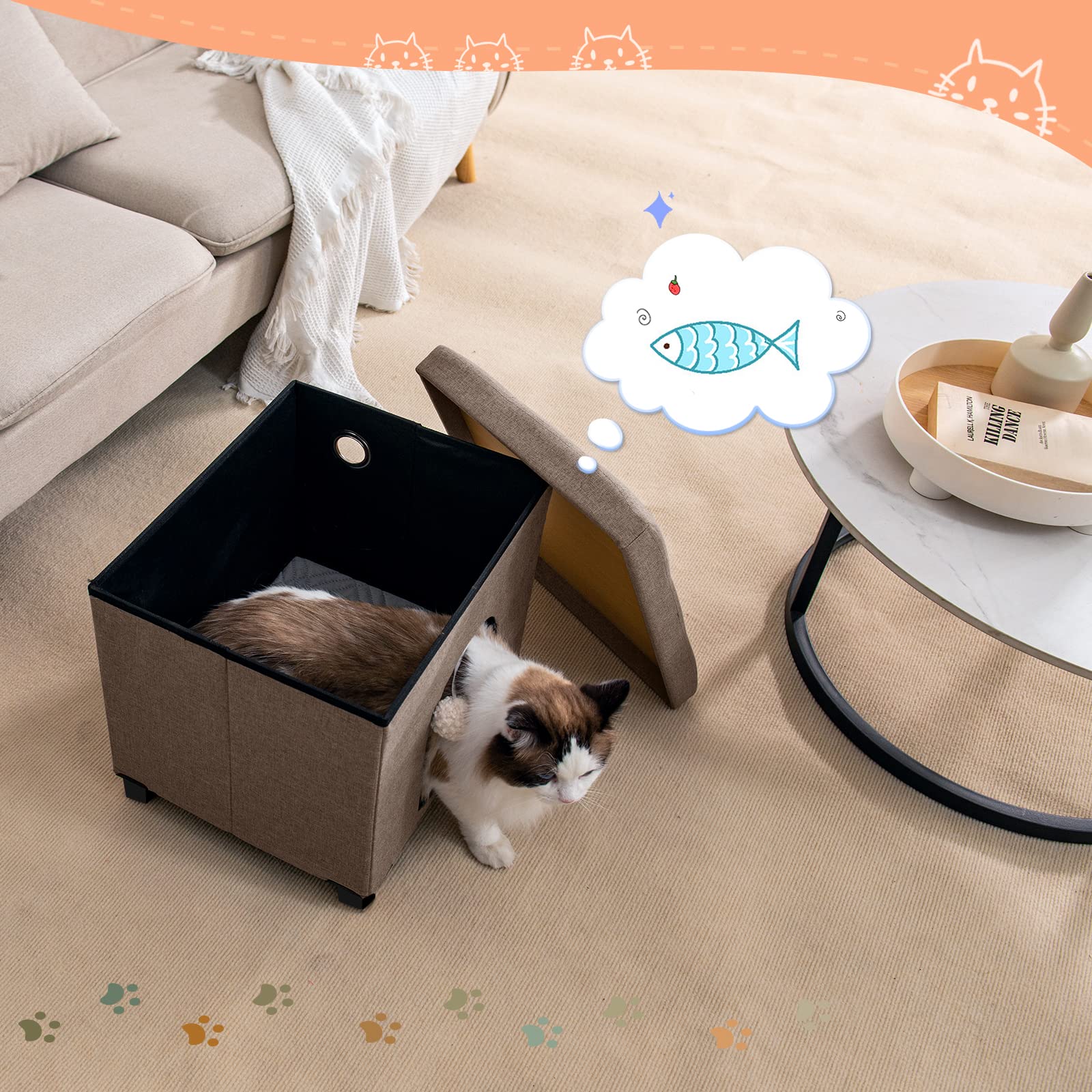YITAHOME Kattenbedden voor binnen katten, kattengrot, multifunctioneel kattenhuis met kattenkrabpaal en bal, kattenbed, basic kattenboom, schattige kattentoren, kattenmeubels, kattenverblijf