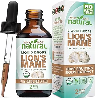 Why Not Natural Organic Lions Mane Liquid Extract Mushroom Supplement Tincture