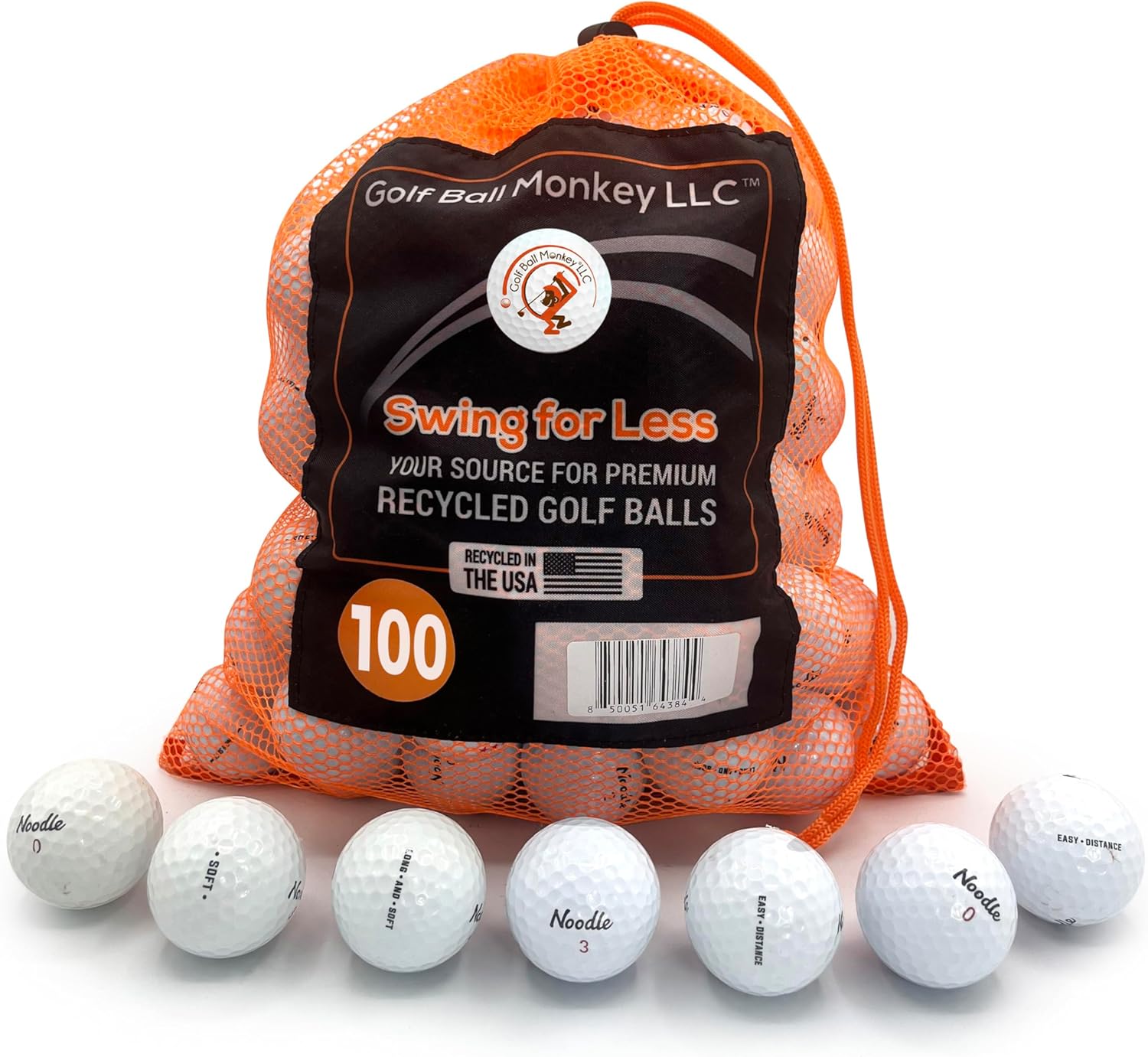 Golf Ball Monkey Cheap Used Noodle Golf Balls Mix 100 Pack - Good/Near Mint Condition Noodle Recycled Golf Balls for Men and Women