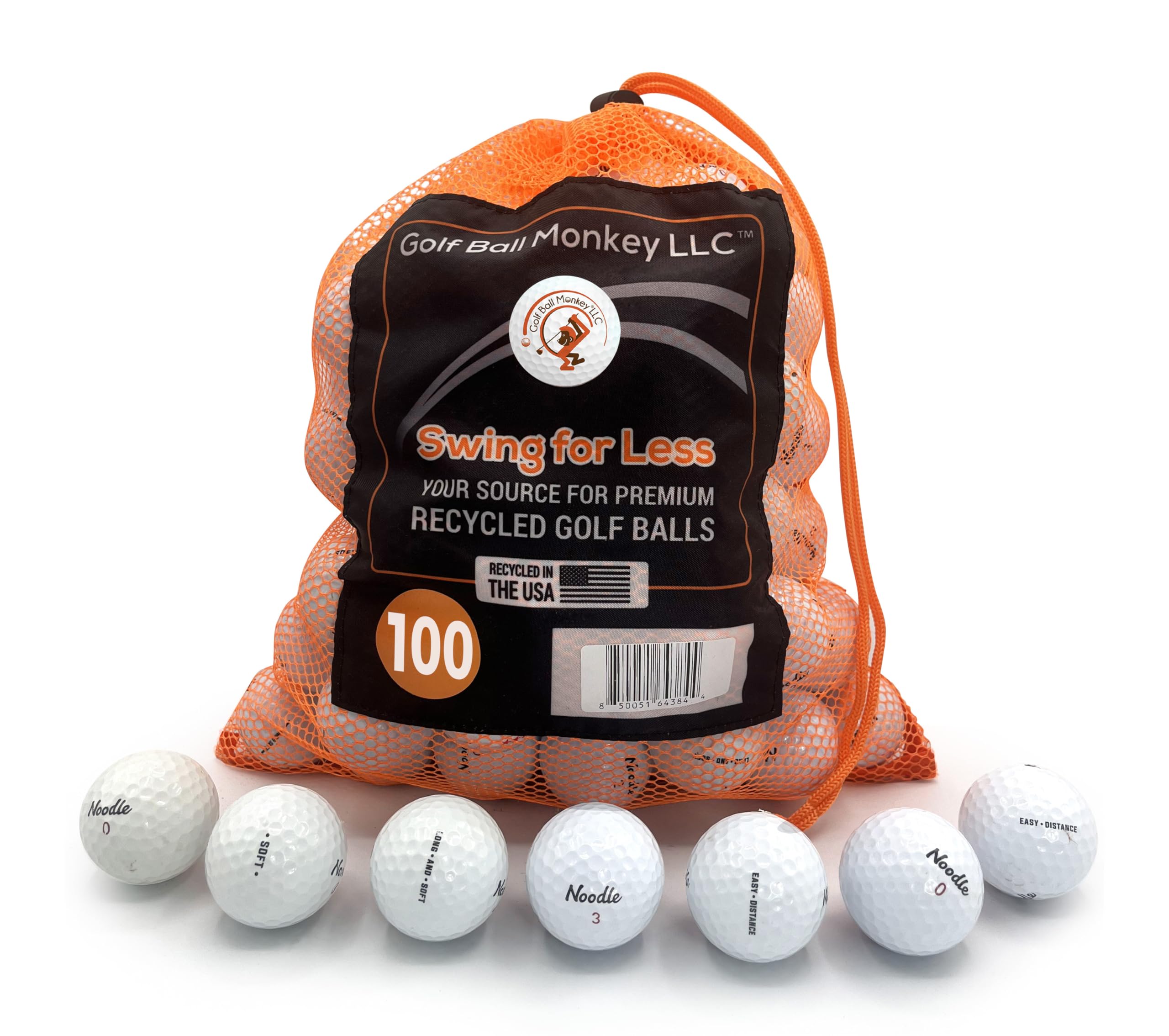 Golf Ball Monkey Cheap Used Noodle Golf Balls Mix 100 Pack - Good/Near Mint Condition Noodle Recycled Golf Balls for Men and Women
