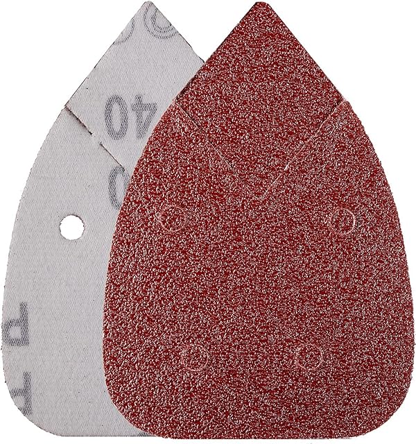 YoiYee 40 Grit Mouse Sanding Sheet, 4 Holes Hook & Loop Fastening Sandpaper, Back Sand Paper Pad, 2 Replacement Tips, for Black and Decker Detail Palm Sander, 140 x 95 mm, Red, 10pcs