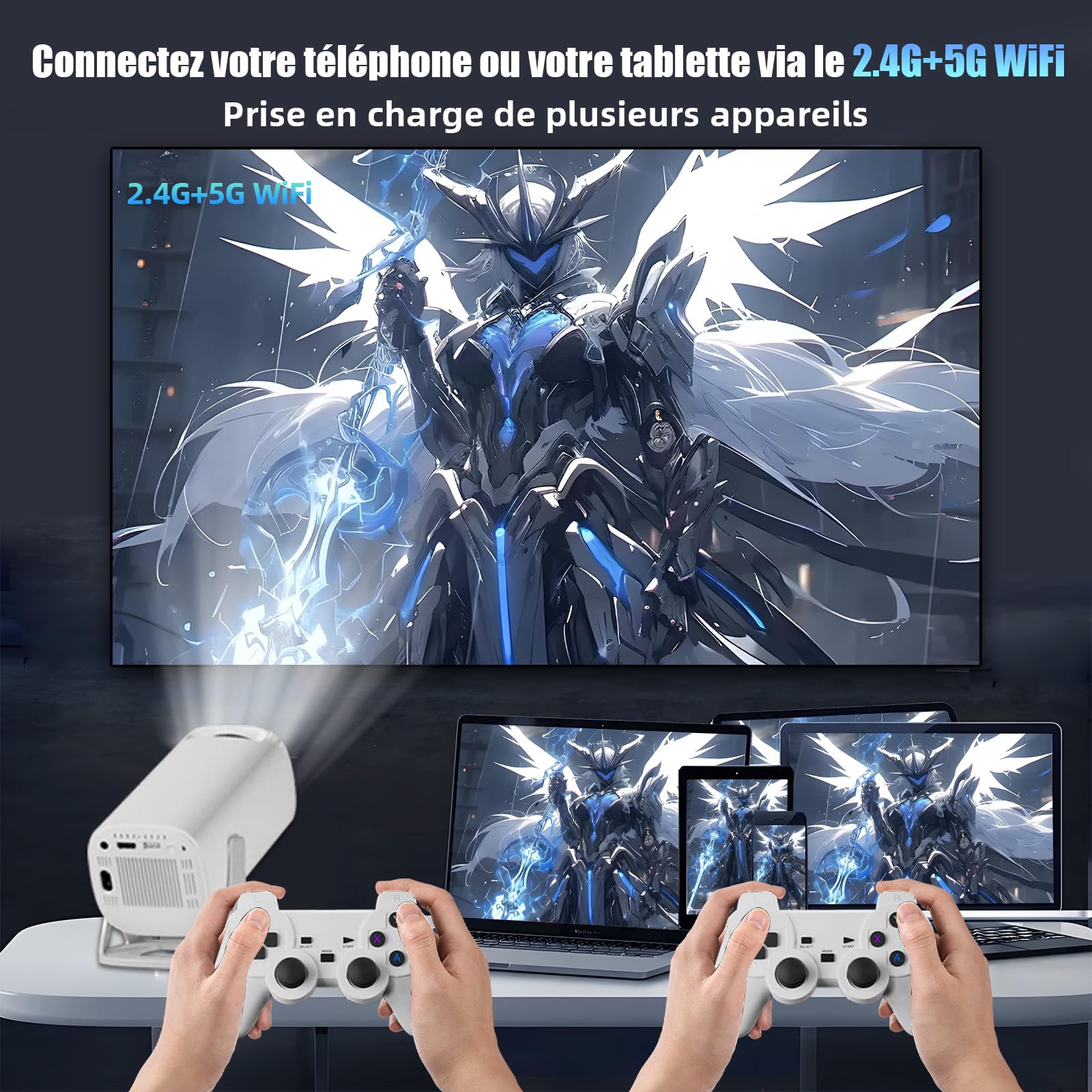 S40 Max Videoprojecteur Projecteur Video 36000+ Jeux 14 Émulateurs,Projecteur Intelligents Android 11 avec manettes sans Fil,Auto Keystone,WiFi 2,4G+5G & BT,Retroprojecteur pour Home Cinéma/Jeux