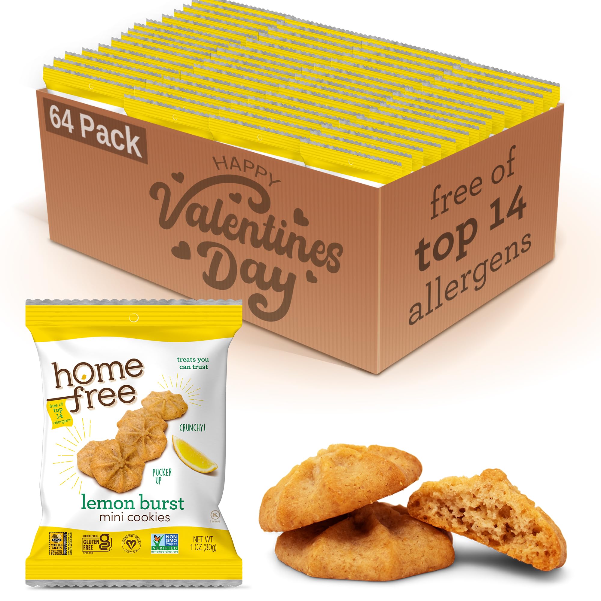 Treats You Can Trust Gluten Free Mini Cookies, Single Serve, Lemon Burst, 1.0 Ounce (Pack of 64)