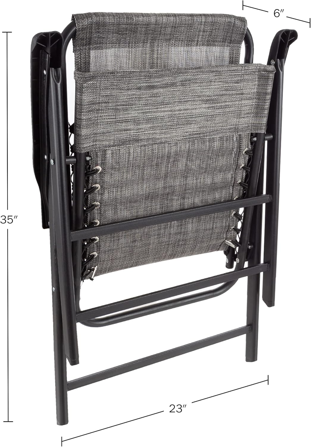 Pure Garden Folding Camping Chairs - Set of 2 Lawn Chairs with Textilene Fabric and Bungee Suspension - Portable Lounge Stools for Adults (Gray)