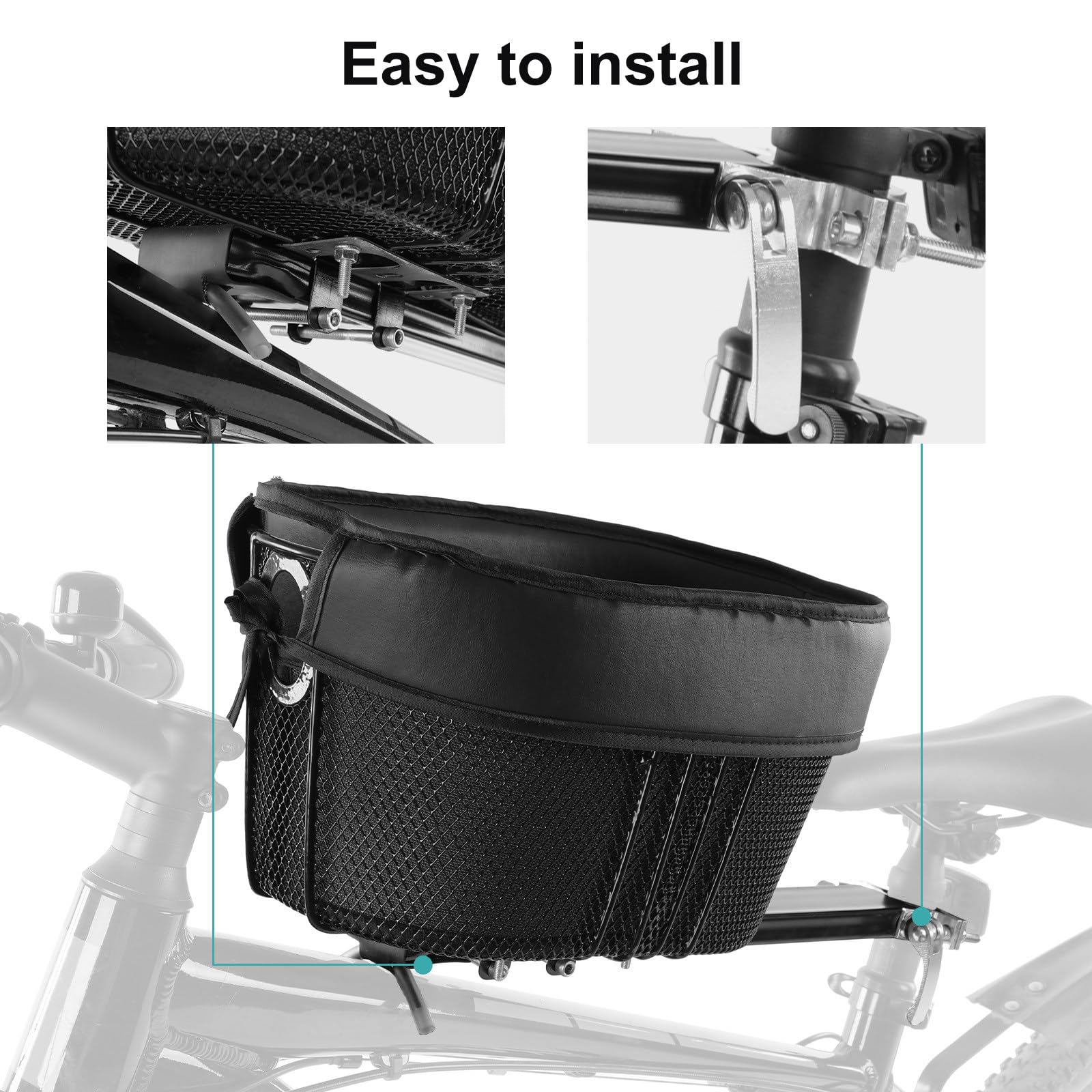 Fahrrad-Hundesitz, Vorne Am Fahrrad Montierter Hundekorb Mit Weicher Auskleidung + Sicherheitsleine, Tragkraft 7,5kg, Für Kleine Katzen, Hunde, Abnehmbare Haltestange – Einfache Montage