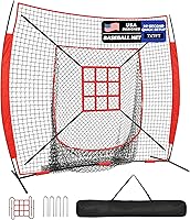 Sturdum 7x7ft Baseball Softball Batting Net with Strike Zone, Batting Tee, Ball Caddy - Quick Setup Portable Practice Net